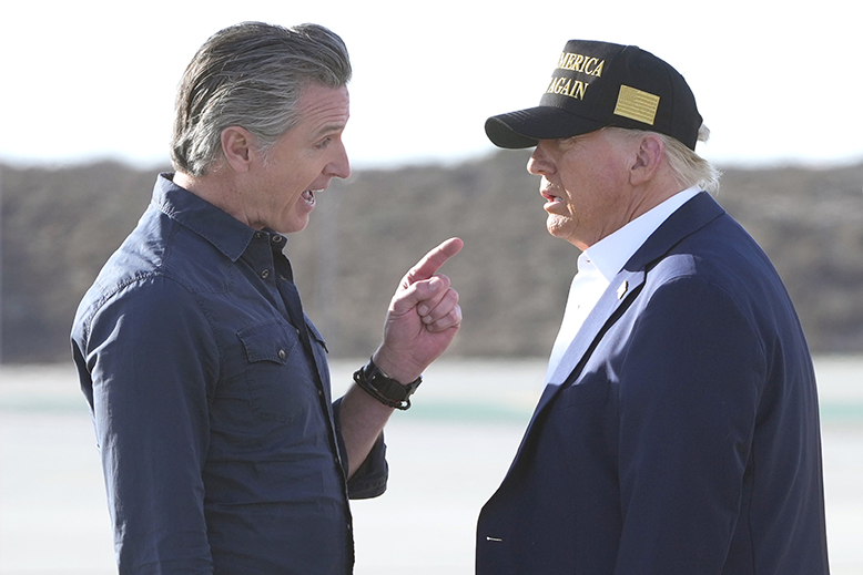 Rivaler. Newsom och Trump. Foto: AP/TT