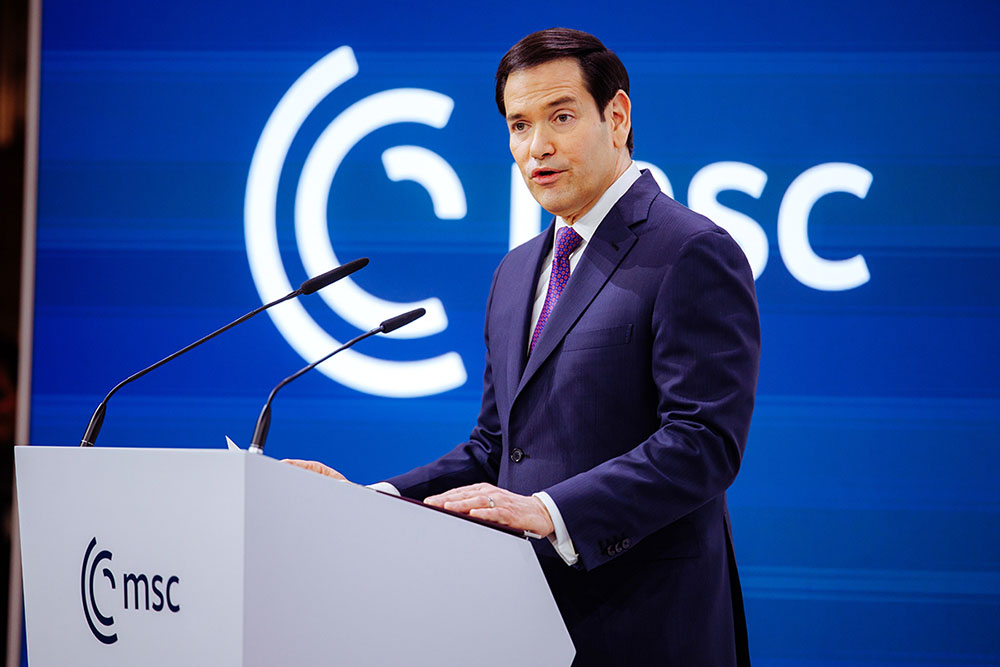 Utrikesminister Rubio talar till Europa i München. Foto: MSC